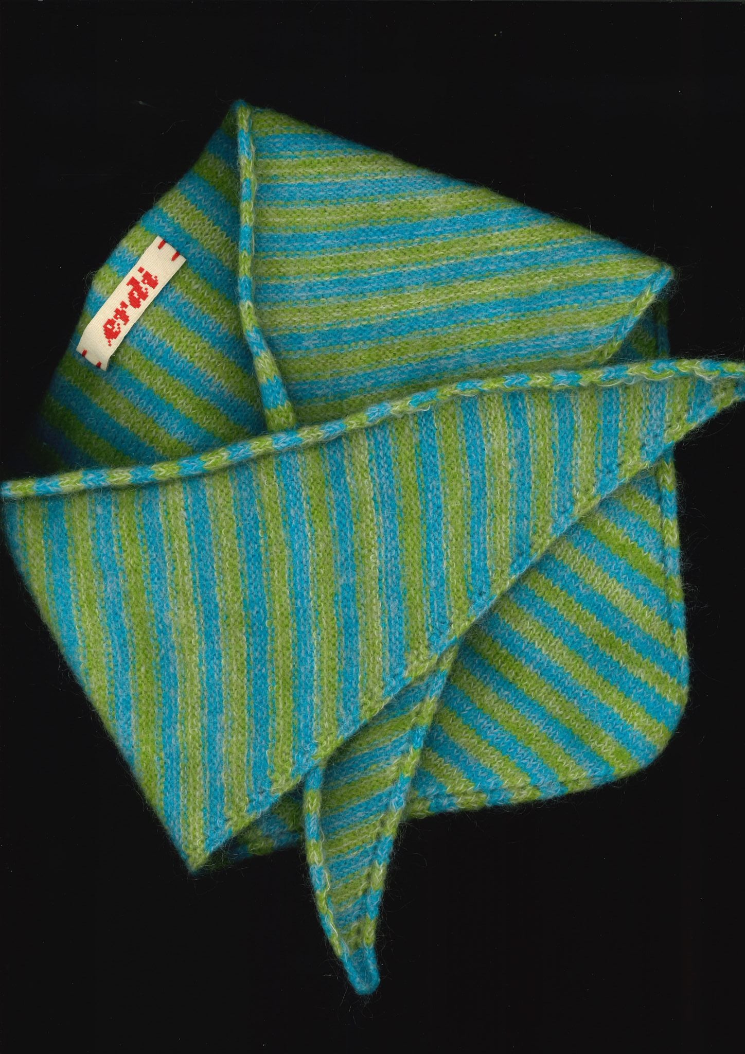 pañuelo RITMO Rayas - Verde Césped y Azul Turquesa